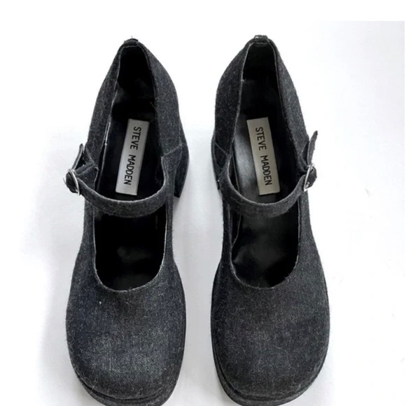 Vintage 90s Steve Madden Gray Mary Jane Chunky Heel Women’s Shoes Size 7.5 - Picture 11 of 14